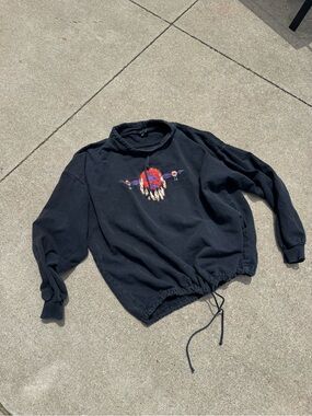 Rare 90s Habitat Graphic Pullover Sweater with embroidered design